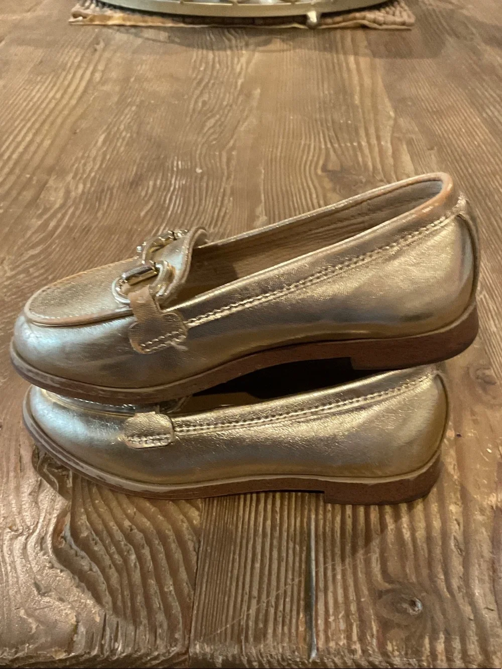J. Crew Metallic Gold Kids Loafers with Horsebit